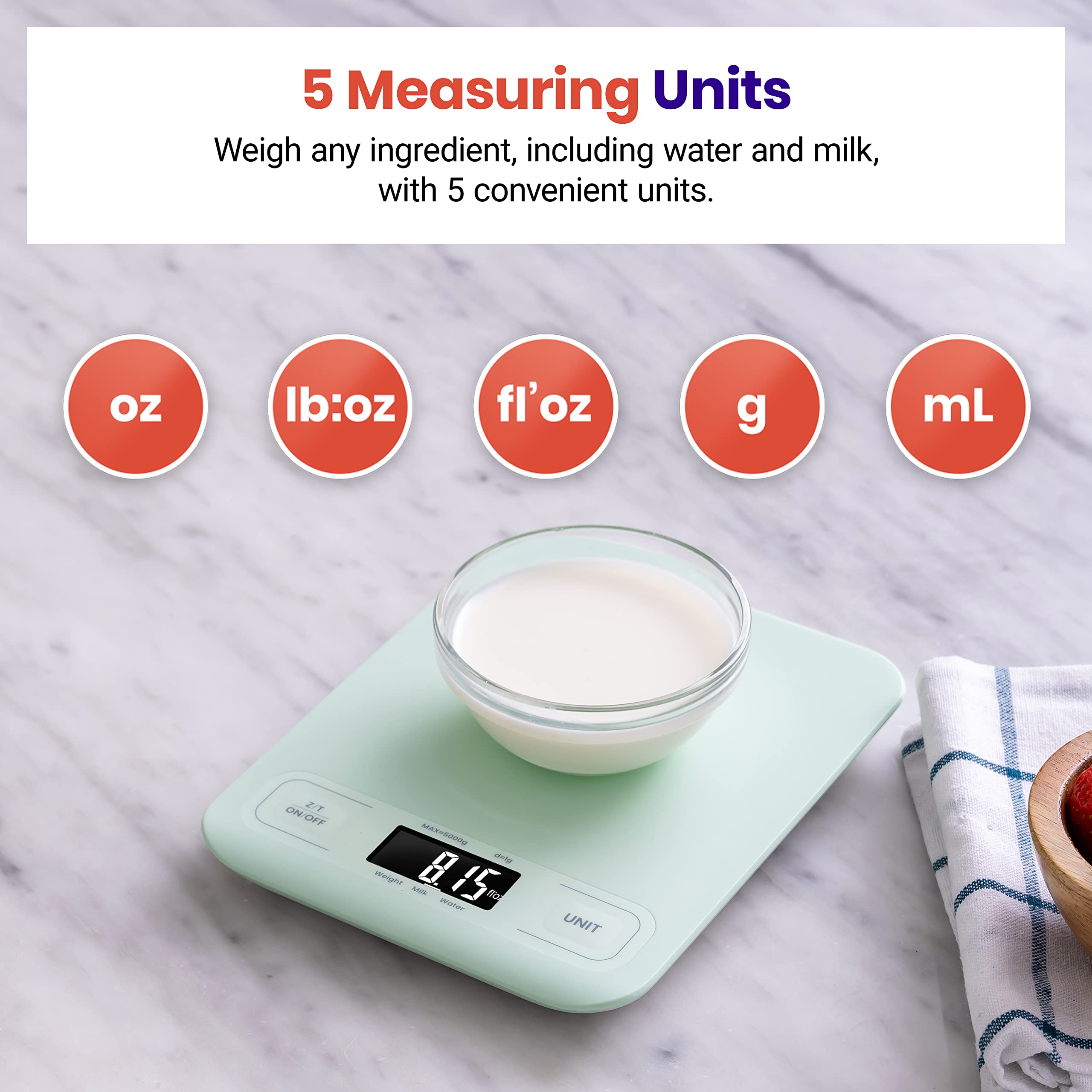 Etekcity Food Kitchen Scale, Digital Grams and Ounces for Weight Loss, Baking, Cooking, Keto and Meal Prep, LCD Display, Medium, 304 Stainless Steel - The Cozy Corner