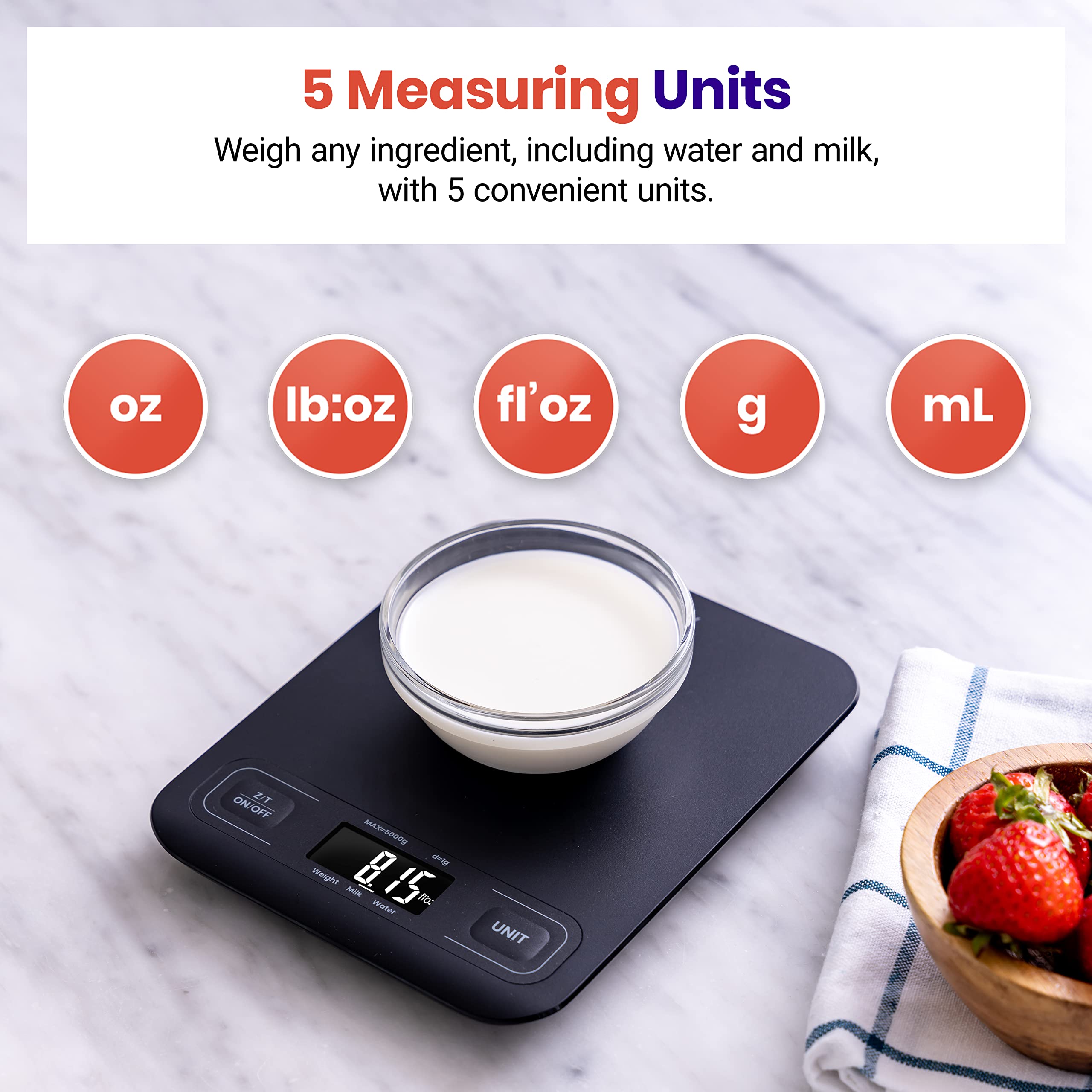Etekcity Food Kitchen Scale, Digital Grams and Ounces for Weight Loss, Baking, Cooking, Keto and Meal Prep, LCD Display, Medium, 304 Stainless Steel - The Cozy Corner