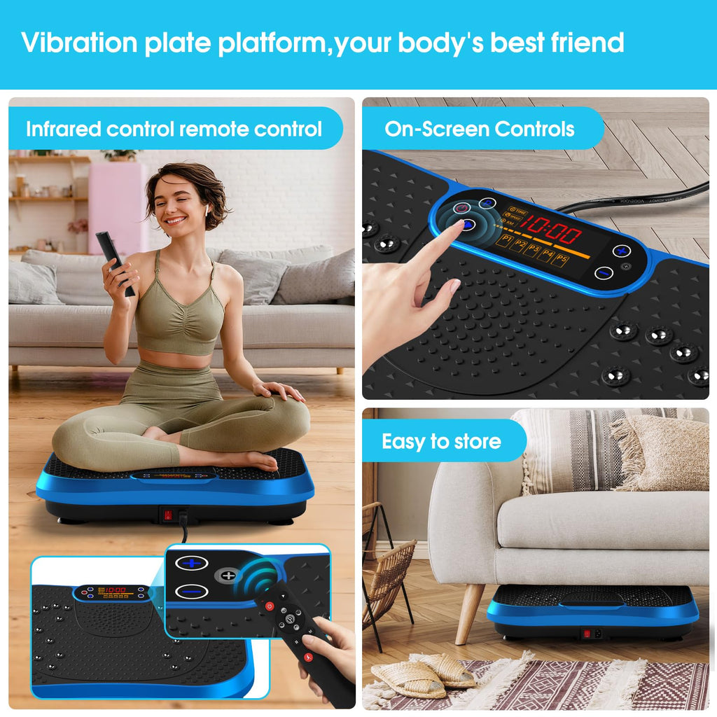 SoftGym Vibration Plate Exercise Machine for Lymphatic Drainage,Power Vibrate Stand Shake Board 450 Lbs Capacity Whole Body Workout Waver with Fitness Resistance Bands Weight Loss Gifts for Women Men - The Cozy Corner