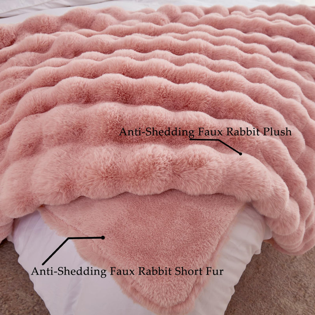 BENVWE Fluffy Faux Fur Throw Blanket for Couch, Soft Plush Thick Cozy Fuzzy Luxury Minky Bubble Blanket for Home Living Room Decor Gift for Women, Navy Blue, 63" x 80", 1100GSM - The Cozy Corner