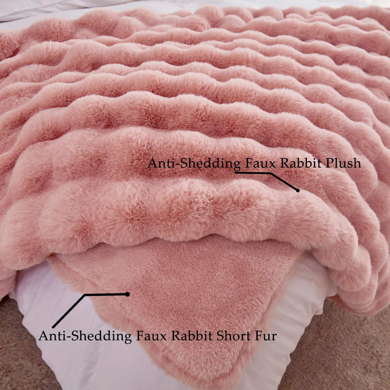 BENVWE Fluffy Faux Fur Throw Blanket for Couch, Soft Plush Thick Cozy Fuzzy Luxury Minky Bubble Blanket for Home Living Room Decor Gift for Women, Navy Blue, 63" x 80", 1100GSM - The Cozy Corner