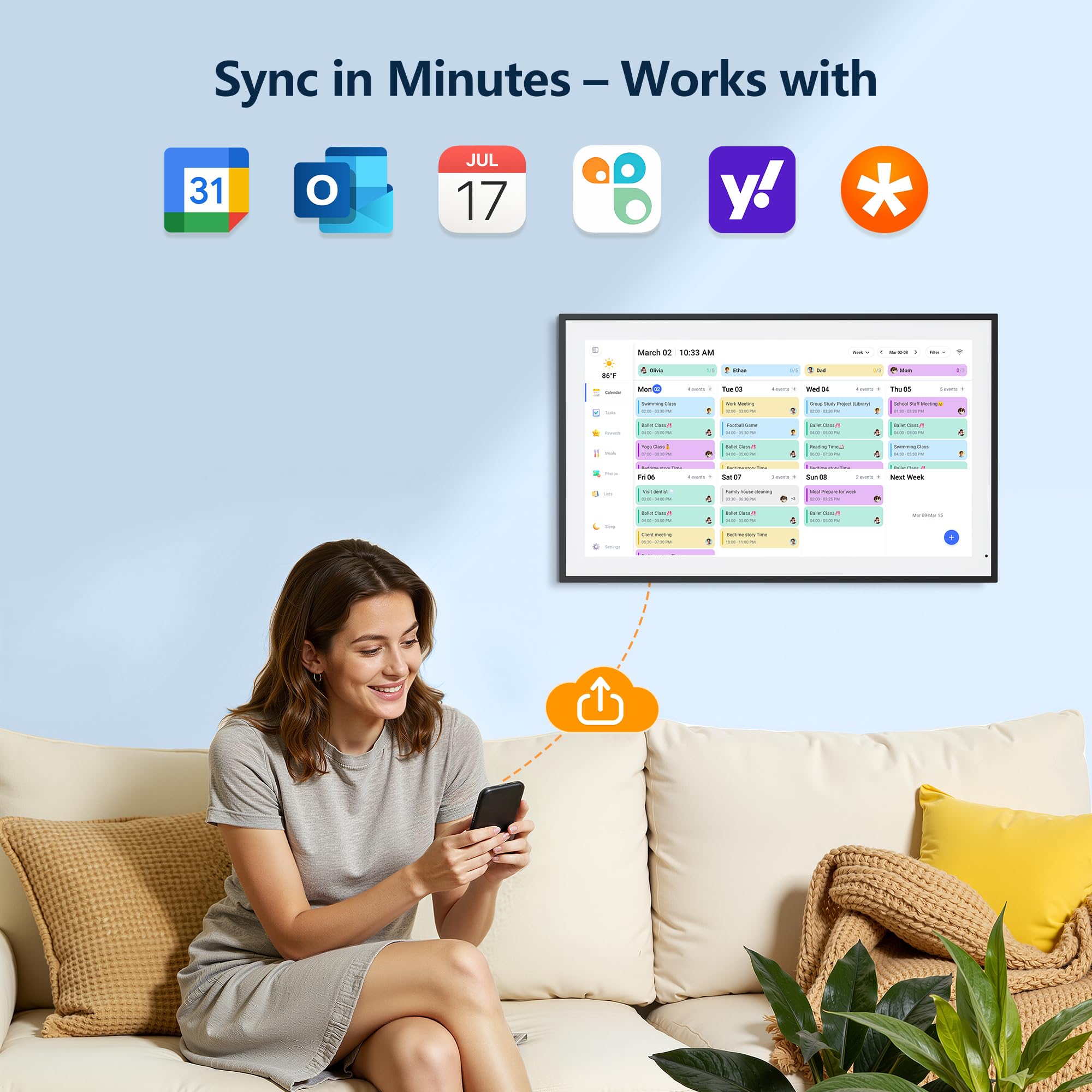 Digital Calendar, 15.6 Inch Wall Planner Electronic Calendar & Chore Chart, Smart Touchscreen Interactive Display for Family Schedules, Great for Organizing Your Routines, Wall & Desk Mountable - The Cozy Corner