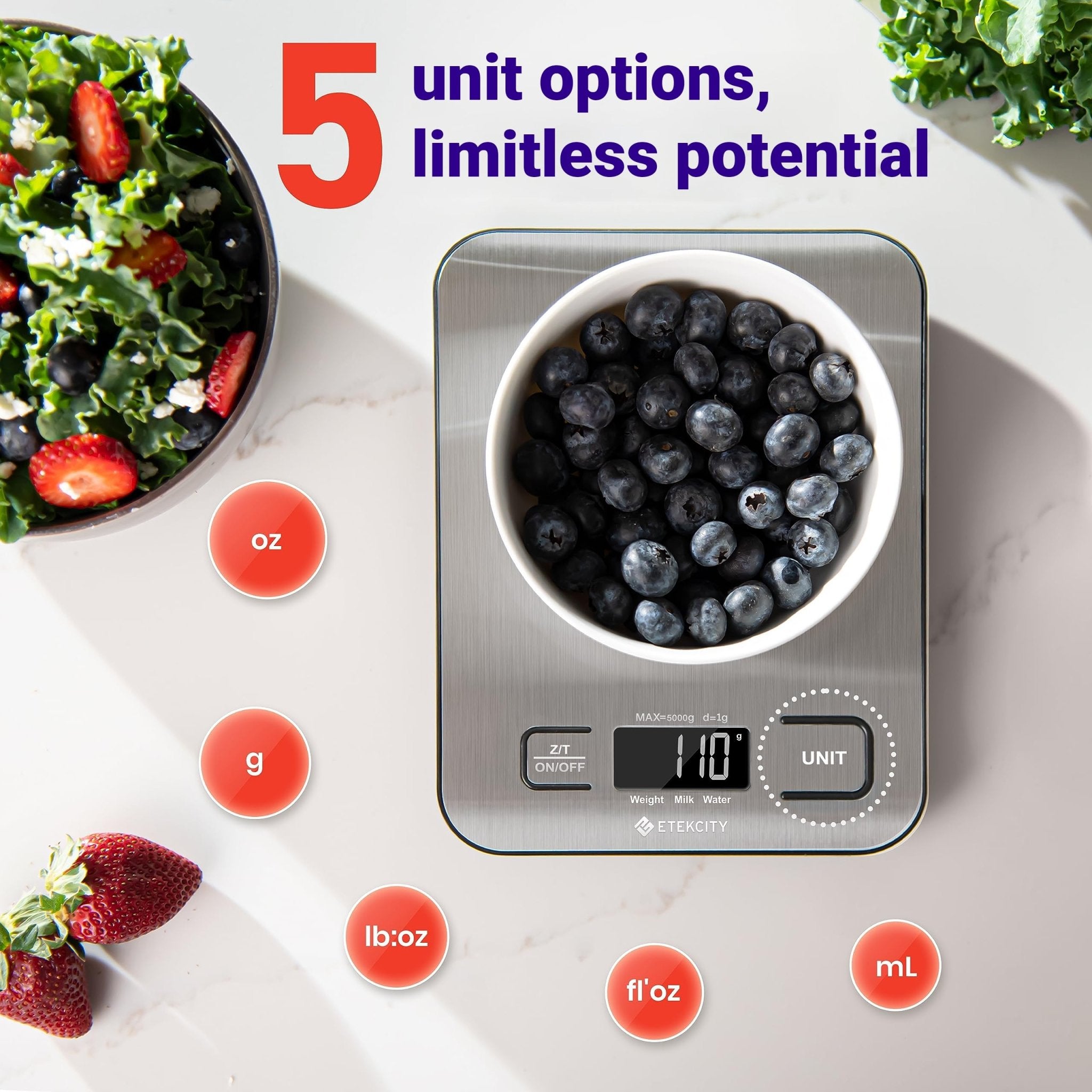 Etekcity Food Kitchen Scale, Digital Grams and Ounces for Weight Loss, Baking, Cooking, Keto and Meal Prep, LCD Display, Medium, 304 Stainless Steel - The Cozy Corner