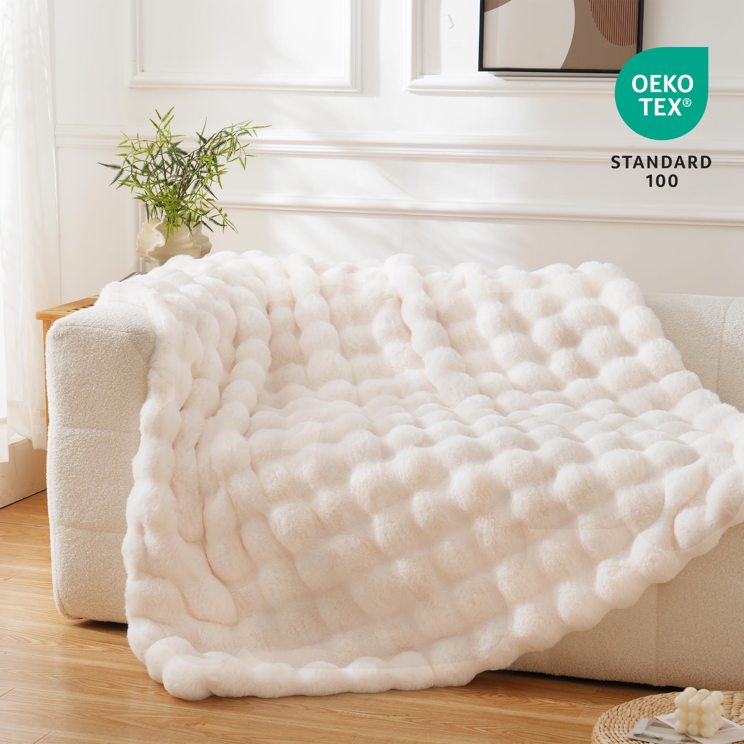 BENVWE Fluffy Faux Fur Throw Blanket for Couch, Soft Plush Thick Cozy Fuzzy Luxury Minky Bubble Blanket for Home Living Room Decor Gift for Women, Navy Blue, 63" x 80", 1100GSM - The Cozy Corner