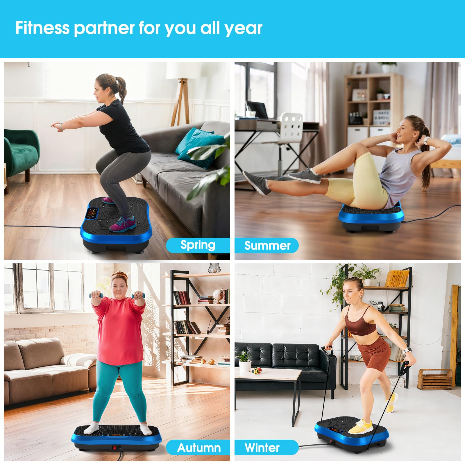 SoftGym Vibration Plate Exercise Machine for Lymphatic Drainage,Power Vibrate Stand Shake Board 450 Lbs Capacity Whole Body Workout Waver with Fitness Resistance Bands Weight Loss Gifts for Women Men - The Cozy Corner