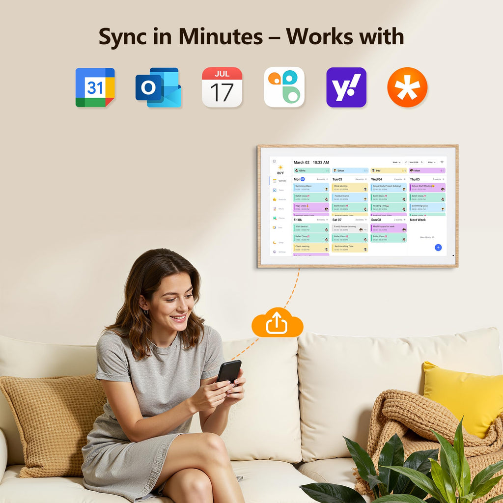 Digital Calendar, 15.6 Inch Wall Planner Electronic Calendar & Chore Chart, Smart Touchscreen Interactive Display for Family Schedules, Great for Organizing Your Routines, Wall & Desk Mountable - The Cozy Corner