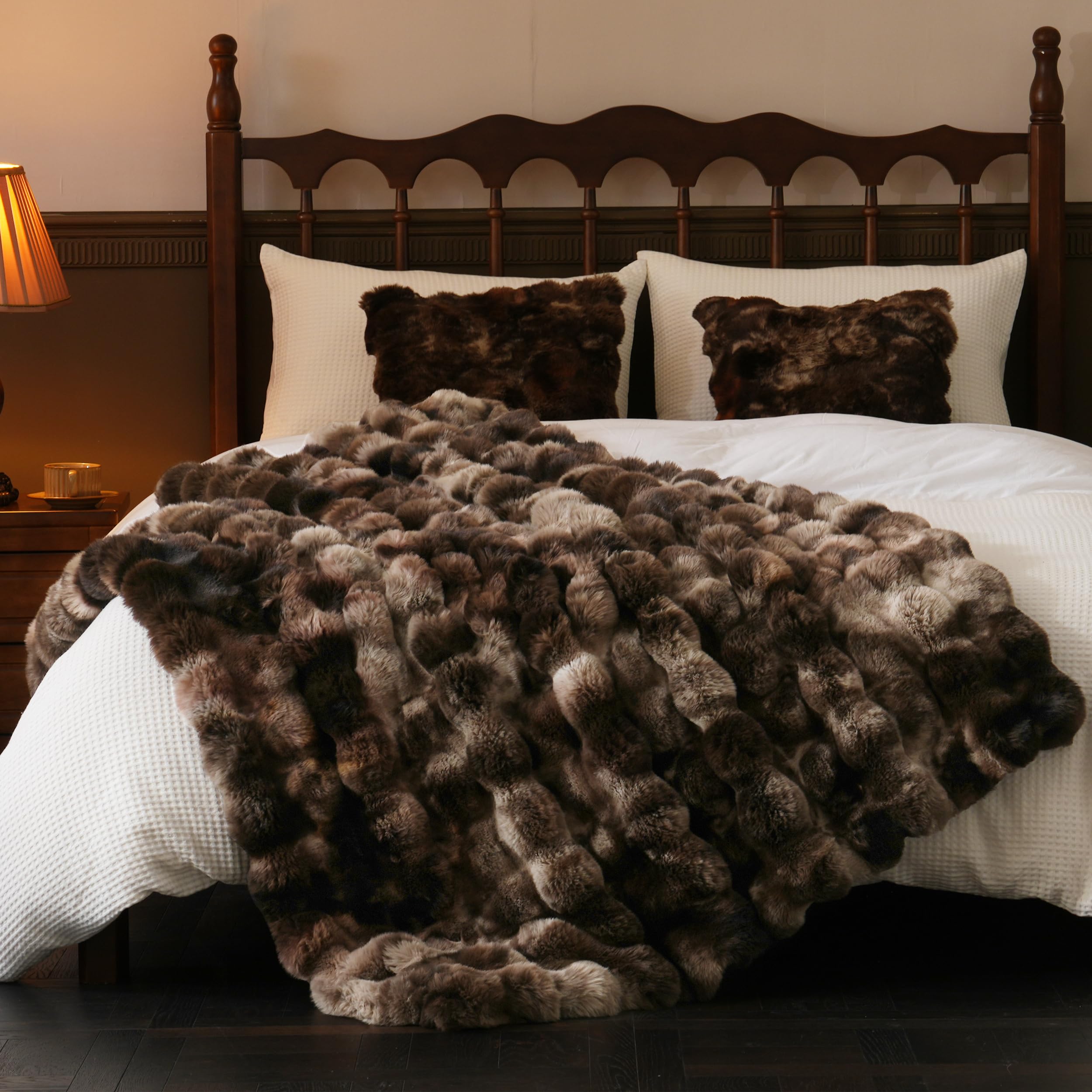 BENVWE Fluffy Faux Fur Throw Blanket for Couch, Soft Plush Thick Cozy Fuzzy Luxury Minky Bubble Blanket for Home Living Room Decor Gift for Women, Navy Blue, 63" x 80", 1100GSM - The Cozy Corner