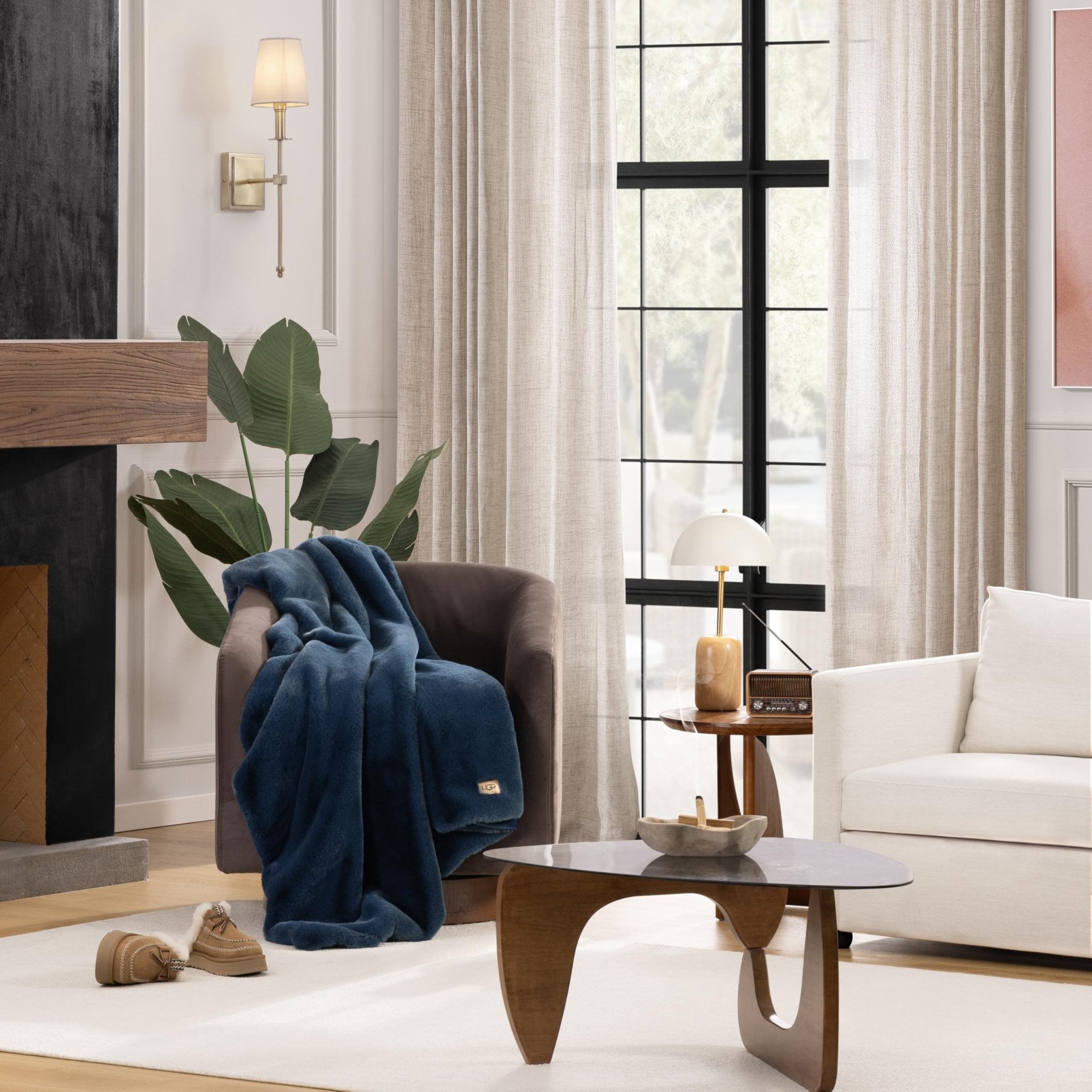 UGG Euphoria Faux Fur Throw Blanket, Oversized Soft Throw for Couch or Bed, Luxury Room Decor, Giftable Fuzzy Blankets, Machine Washable, 50 - inch x 70 - inch, Chambray Blue Grey - The Cozy Corner