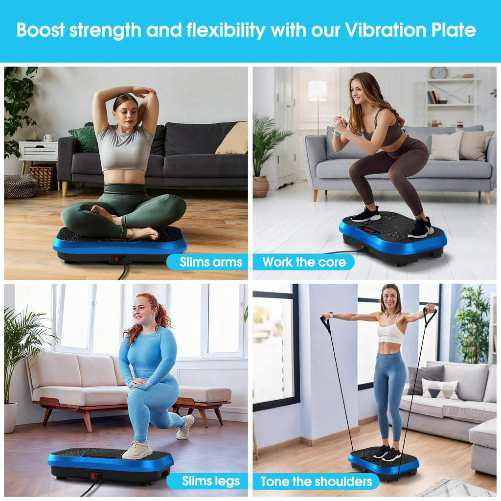 SoftGym Vibration Plate Exercise Machine for Lymphatic Drainage,Power Vibrate Stand Shake Board 450 Lbs Capacity Whole Body Workout Waver with Fitness Resistance Bands Weight Loss Gifts for Women Men - The Cozy Corner