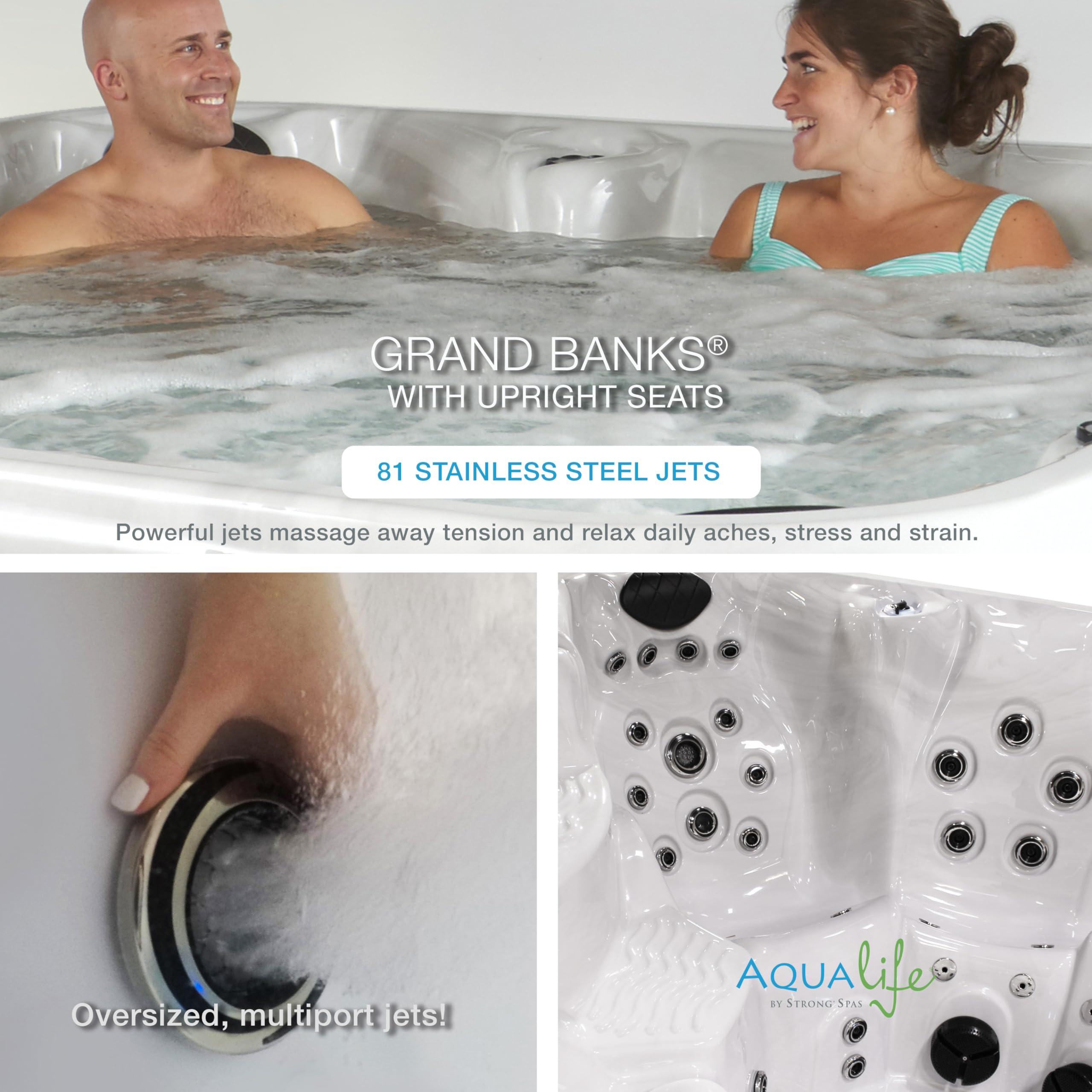 AquaLife Grand Banks™ 6 - Person 81 - Jet Acrylic Non - Lounger Hot Tub with LED Lighting, Insulated Cover, Stainless Steel Heater and Ozonator - The Cozy Corner