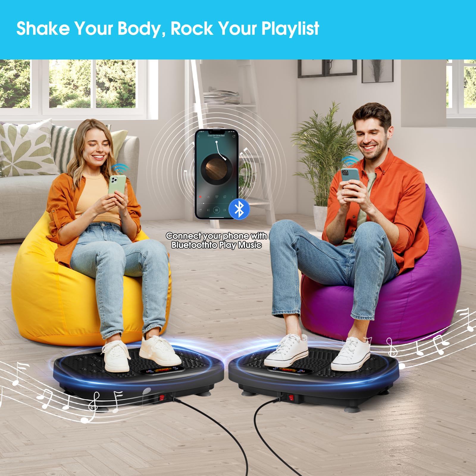 SoftGym Vibration Plate Exercise Machine for Lymphatic Drainage,Power Vibrate Stand Shake Board 450 Lbs Capacity Whole Body Workout Waver with Fitness Resistance Bands Weight Loss Gifts for Women Men - The Cozy Corner