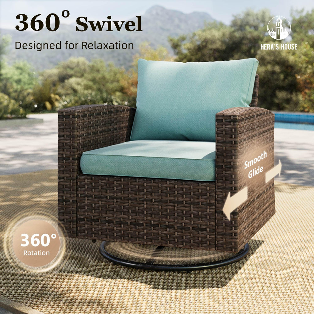 HERA'S HOUSE Patio Furniture Set with 56" Fire Pit Table, Outdoor Patio Conversation Sets, 6 Pieces 7 Seats Wicker Outside Sectional Sofa Set for Lawn Backyard Deck - The Cozy Corner