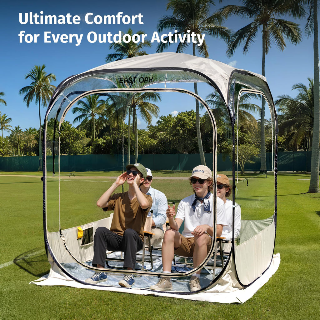 East Oak Weather Sports Tent for Fishing, Sports Event | Pop Up Bubble Tent Instant Sun & Rain Shelter | No Condensation, Spacious Interior, Ultra Visibility | All Weather Protection - The Cozy Corner