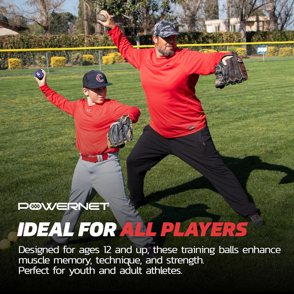 PowerNet Warm - Up Bundle, Resistance Band with 3 Different Grips, 2 Weighted Baseballs, 3 Micro Crushers, 3 Foam Tech Utility Training Balls & Bat Accelerator, Softball & Baseball Training Equipment - The Cozy Corner