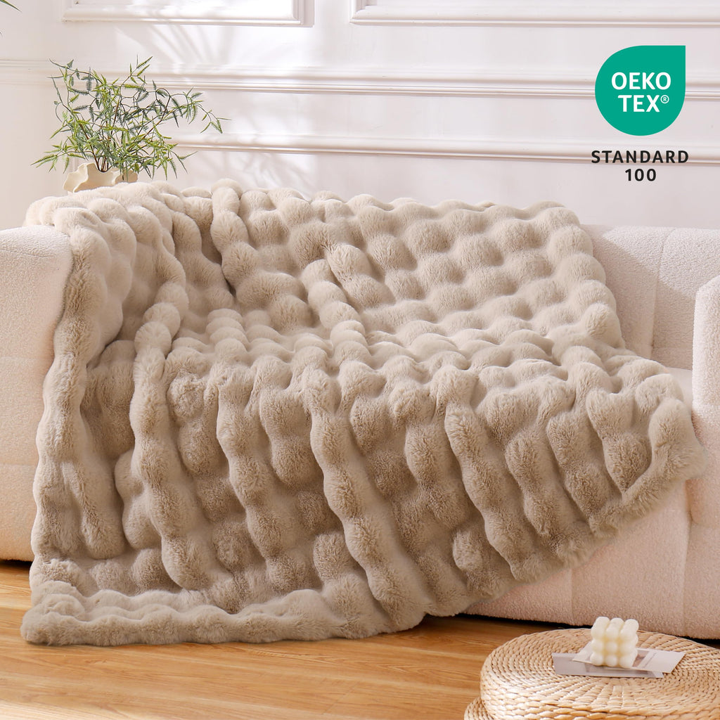 BENVWE Fluffy Faux Fur Throw Blanket for Couch, Soft Plush Thick Cozy Fuzzy Luxury Minky Bubble Blanket for Home Living Room Decor Gift for Women, Navy Blue, 63" x 80", 1100GSM - The Cozy Corner