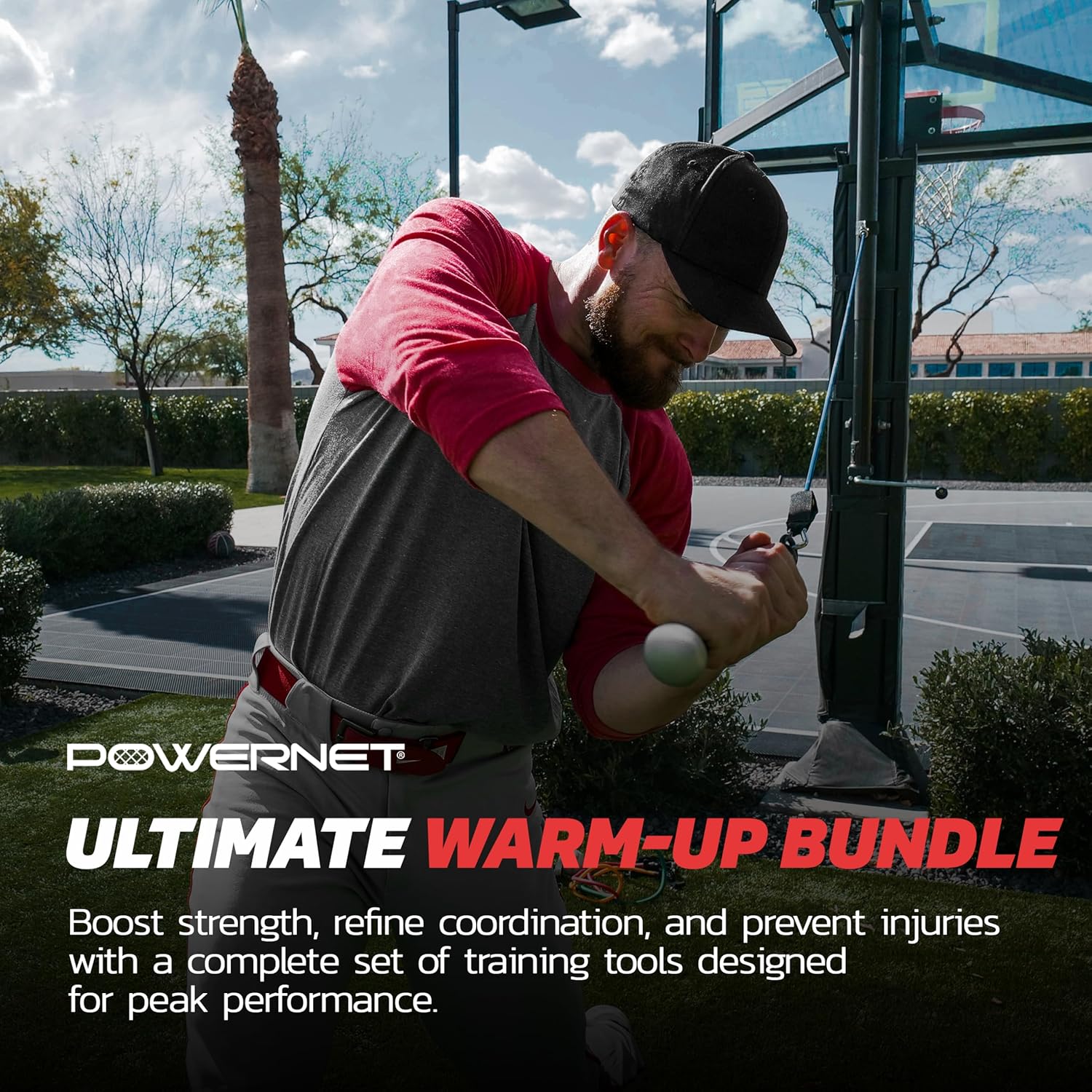 PowerNet Warm - Up Bundle, Resistance Band with 3 Different Grips, 2 Weighted Baseballs, 3 Micro Crushers, 3 Foam Tech Utility Training Balls & Bat Accelerator, Softball & Baseball Training Equipment - The Cozy Corner