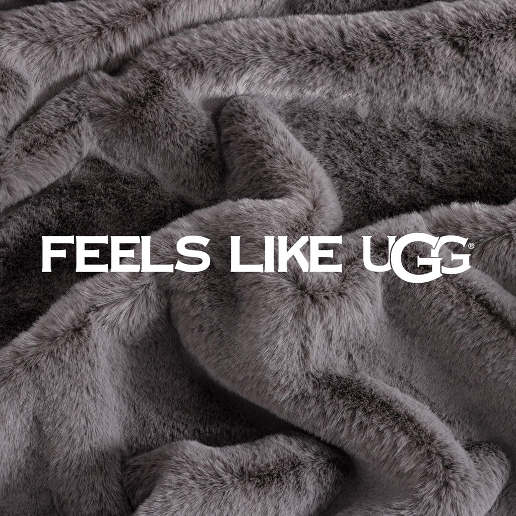 UGG Euphoria Faux Fur Throw Blanket, Oversized Soft Throw for Couch or Bed, Luxury Room Decor, Giftable Fuzzy Blankets, Machine Washable, 50 - inch x 70 - inch, Chambray Blue Grey - The Cozy Corner