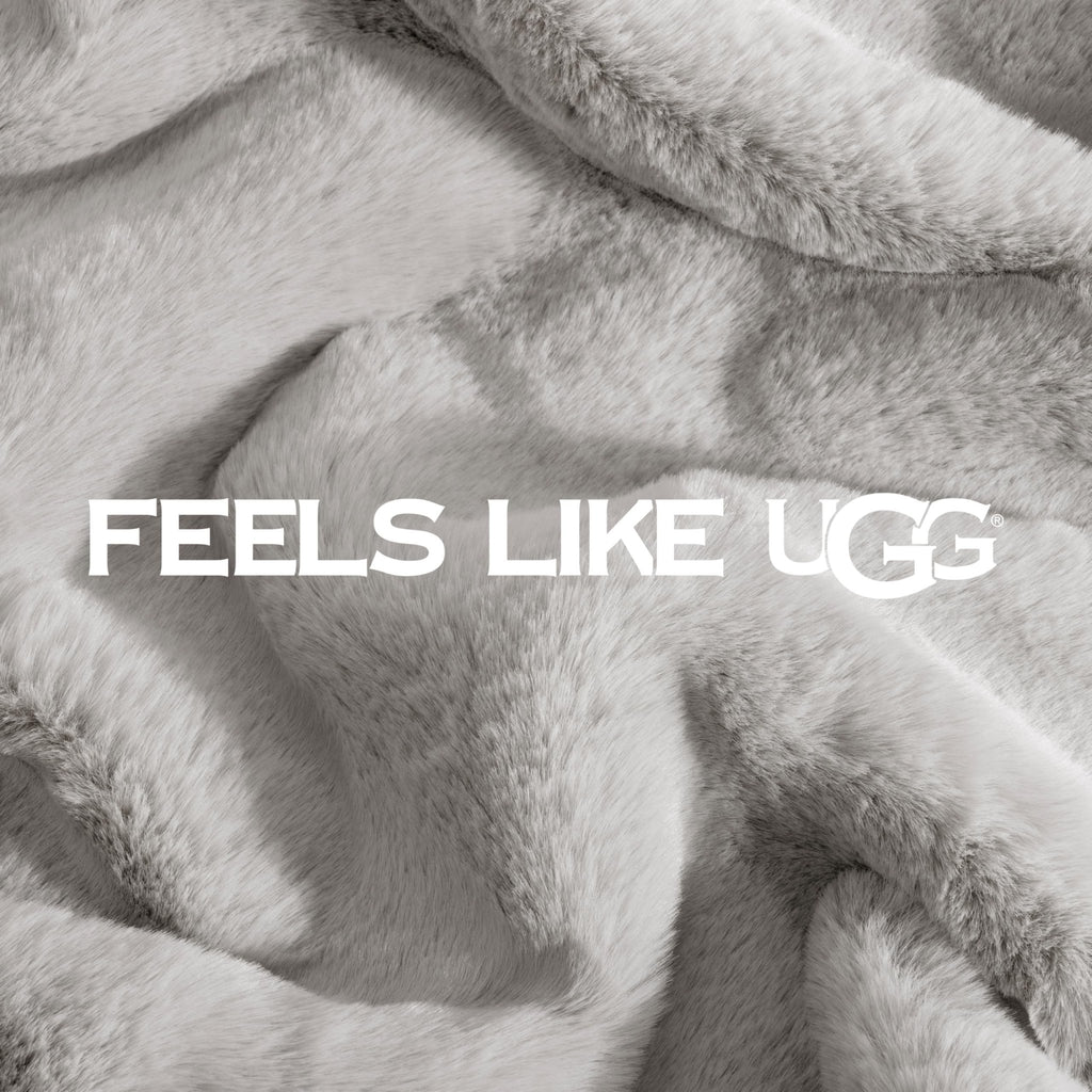 UGG Euphoria Faux Fur Throw Blanket, Oversized Soft Throw for Couch or Bed, Luxury Room Decor, Giftable Fuzzy Blankets, Machine Washable, 50 - inch x 70 - inch, Chambray Blue Grey - The Cozy Corner