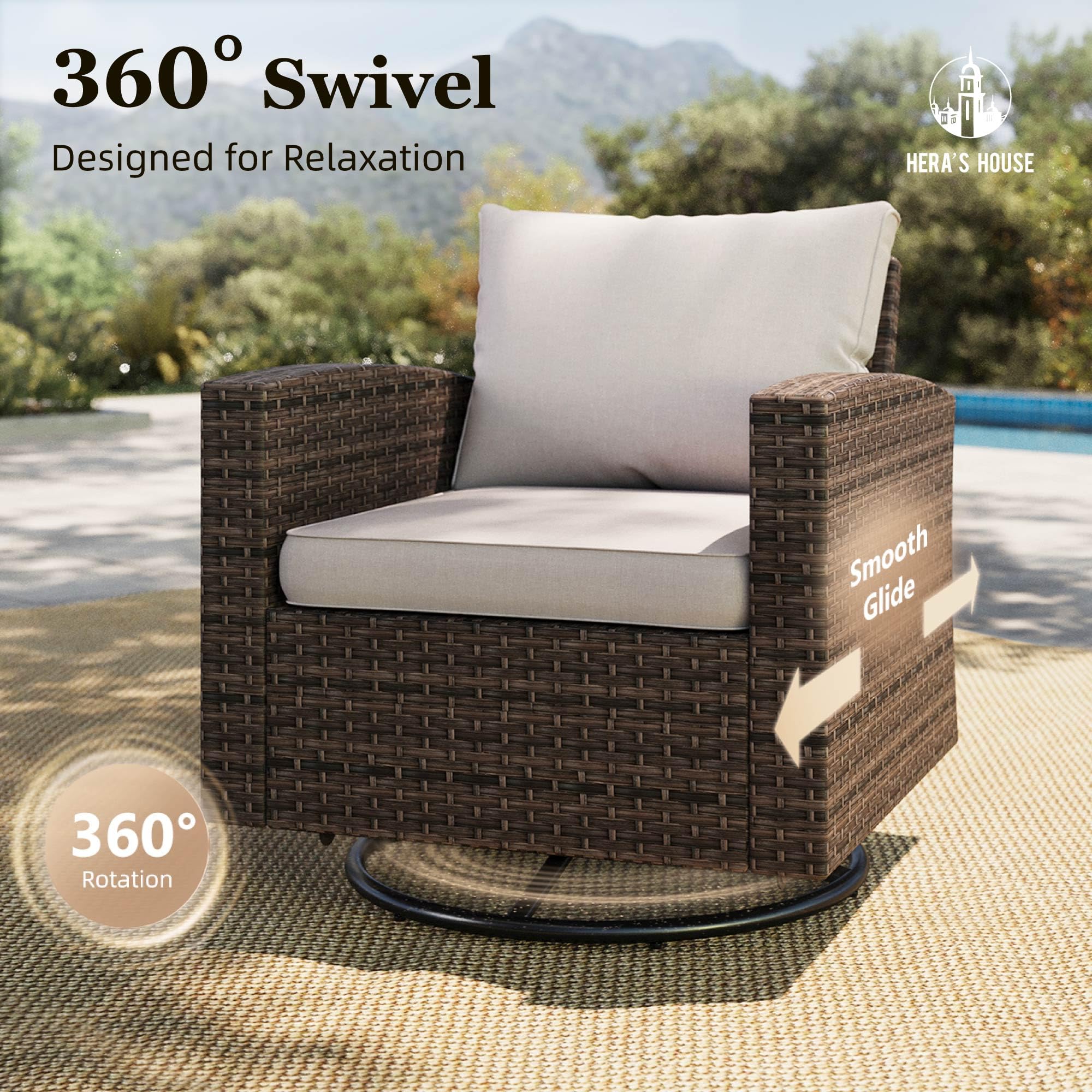 HERA'S HOUSE Patio Furniture Set with 56" Fire Pit Table, Outdoor Patio Conversation Sets, 6 Pieces 7 Seats Wicker Outside Sectional Sofa Set for Lawn Backyard Deck - The Cozy Corner
