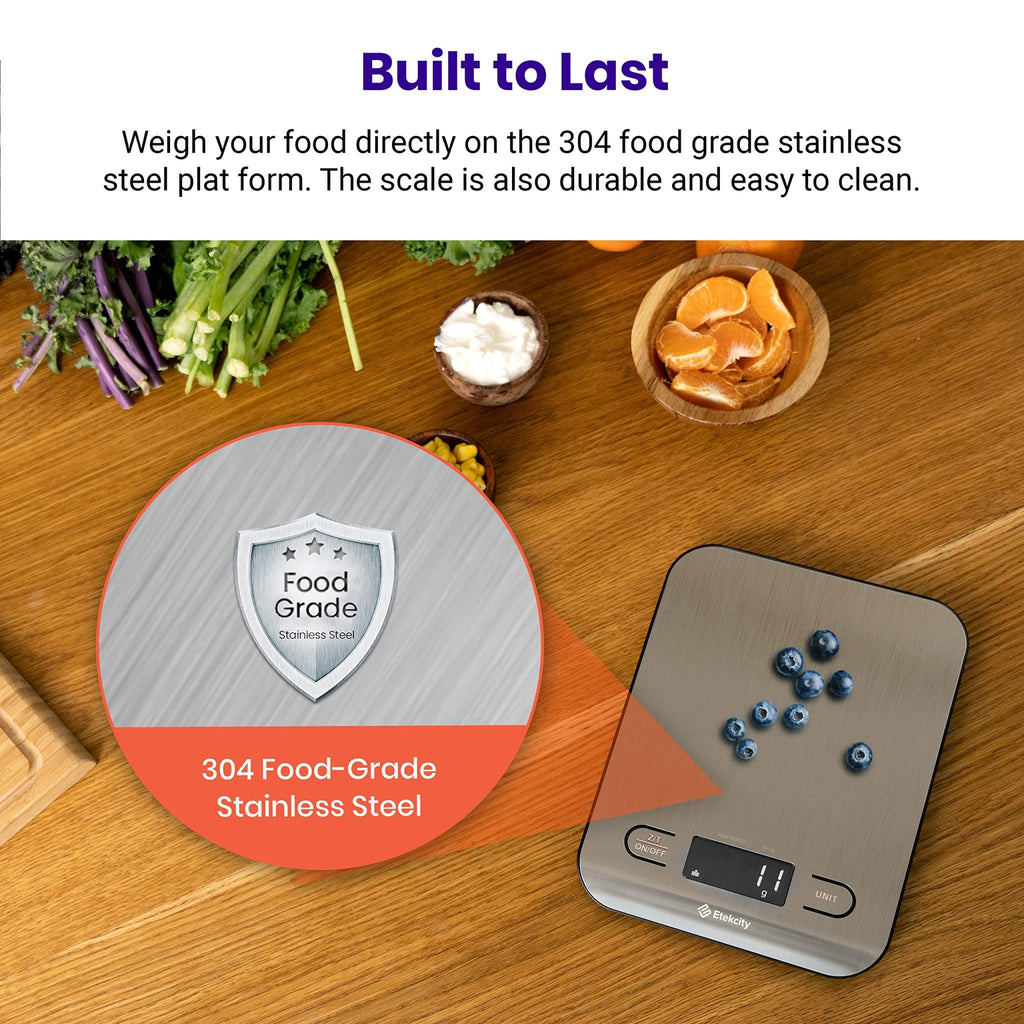 Etekcity Food Kitchen Scale, Digital Grams and Ounces for Weight Loss, Baking, Cooking, Keto and Meal Prep, LCD Display, Medium, 304 Stainless Steel - The Cozy Corner