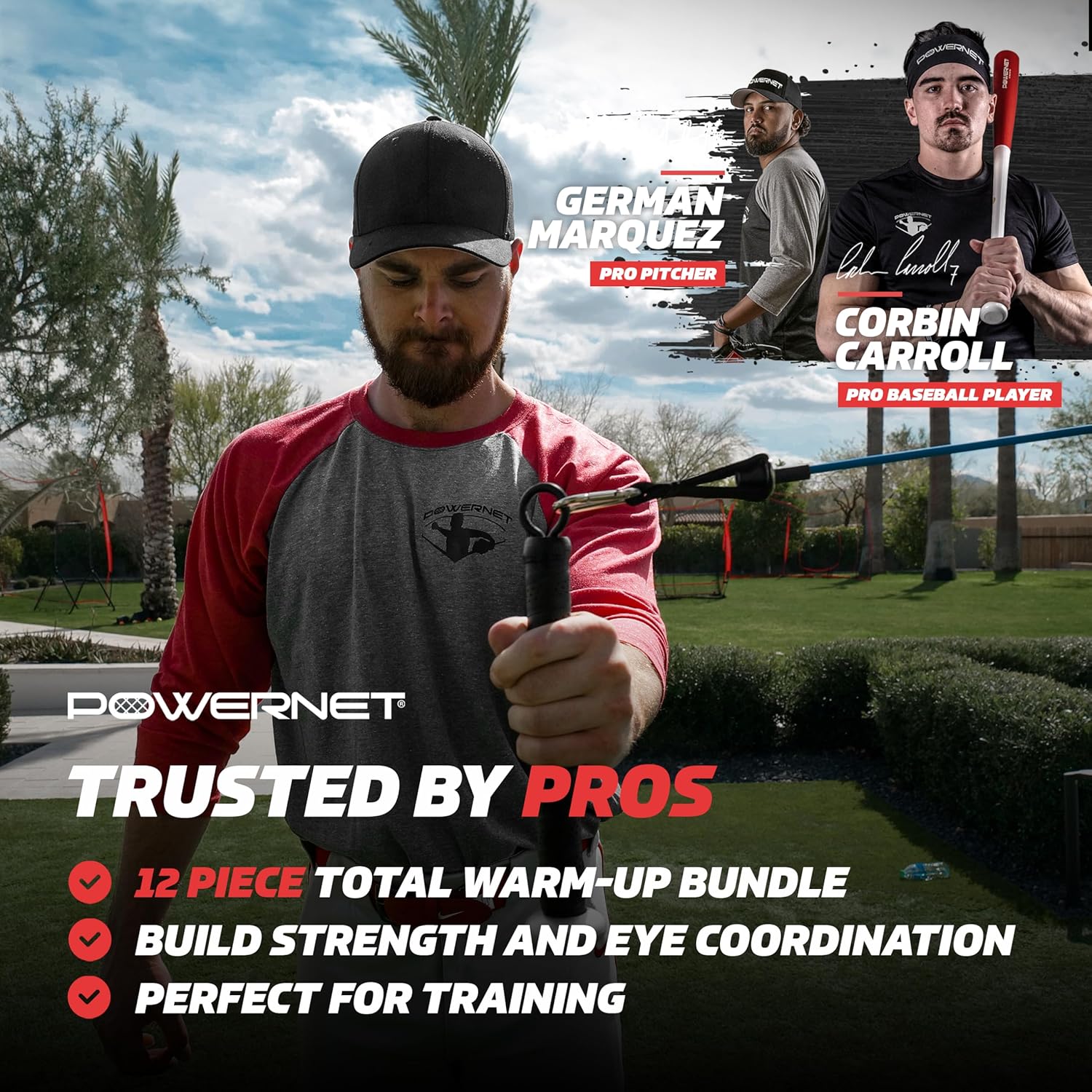 PowerNet Warm - Up Bundle, Resistance Band with 3 Different Grips, 2 Weighted Baseballs, 3 Micro Crushers, 3 Foam Tech Utility Training Balls & Bat Accelerator, Softball & Baseball Training Equipment - The Cozy Corner