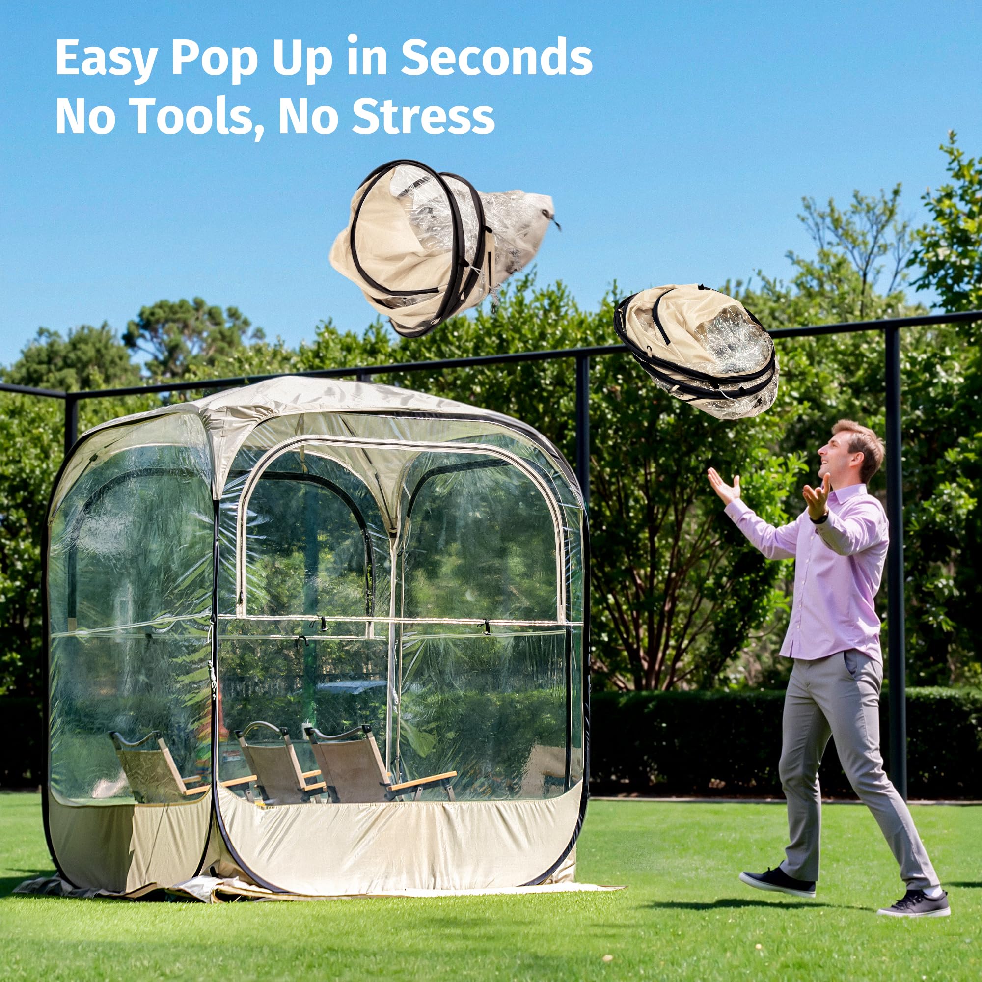 East Oak Weather Sports Tent for Fishing, Sports Event | Pop Up Bubble Tent Instant Sun & Rain Shelter | No Condensation, Spacious Interior, Ultra Visibility | All Weather Protection - The Cozy Corner