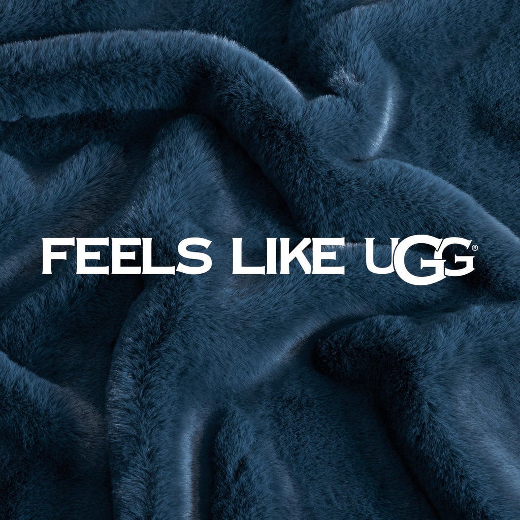 UGG Euphoria Faux Fur Throw Blanket, Oversized Soft Throw for Couch or Bed, Luxury Room Decor, Giftable Fuzzy Blankets, Machine Washable, 50 - inch x 70 - inch, Chambray Blue Grey - The Cozy Corner