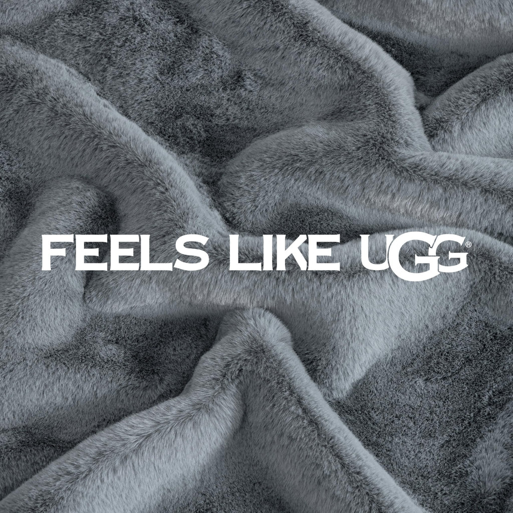 UGG Euphoria Faux Fur Throw Blanket, Oversized Soft Throw for Couch or Bed, Luxury Room Decor, Giftable Fuzzy Blankets, Machine Washable, 50 - inch x 70 - inch, Chambray Blue Grey - The Cozy Corner