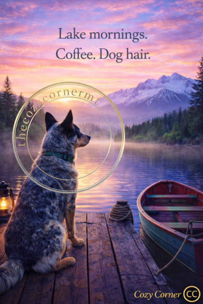 Lake Mornings. Coffee. Dog Hair. – Premium Digital Art - The Cozy Corner