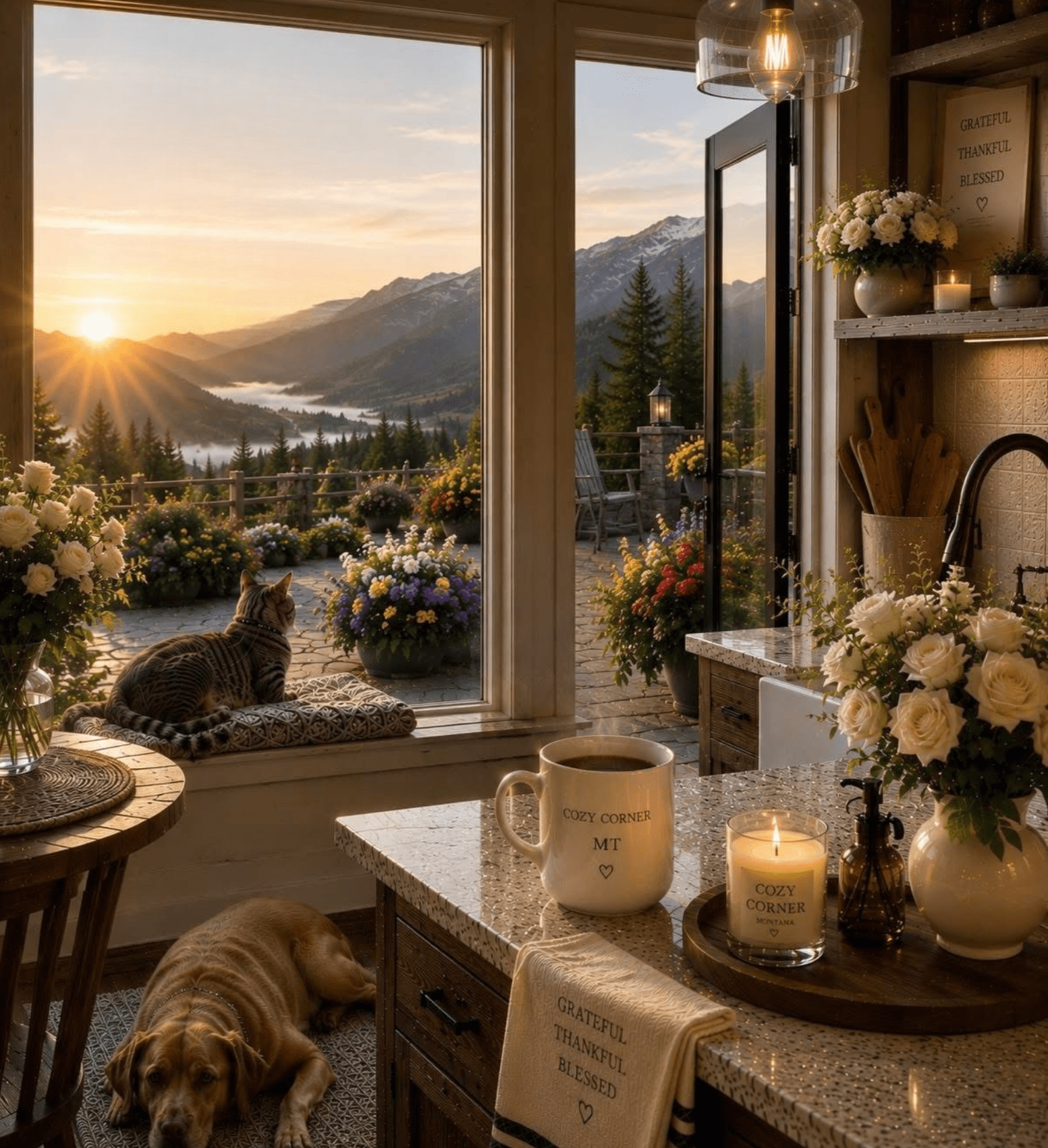 Grateful, Thankful, Blessed — Cozy Kitchen Digital Wallpaper - The Cozy Corner