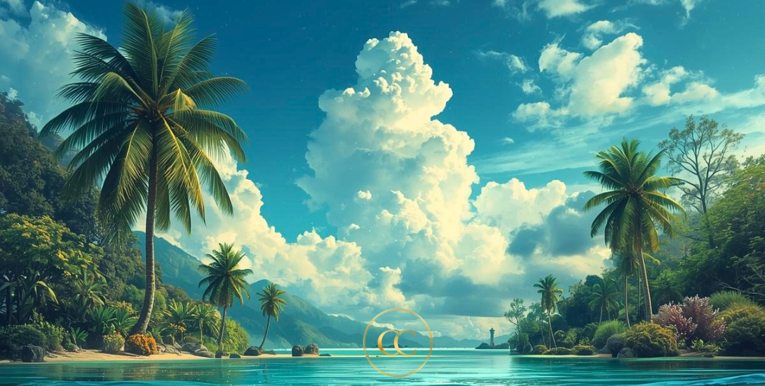 Palm Lagoon | Premium Digital Art - Blue Collection - The Cozy Corner