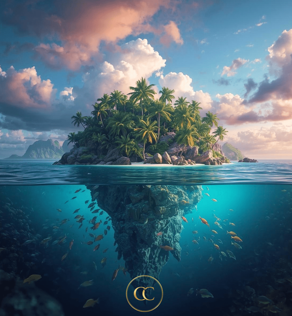 Split Island | Premium Digital Art - Blue Collection - The Cozy Corner