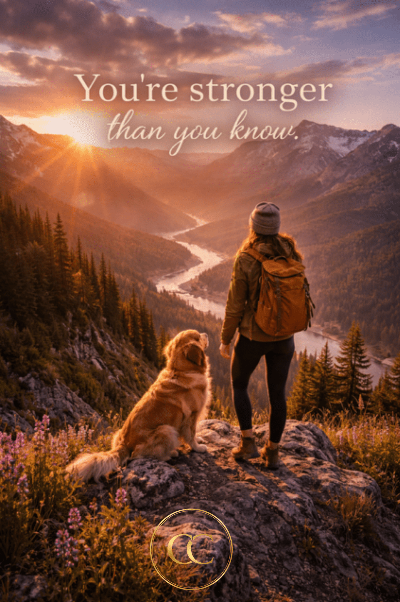 You're Stronger Than You Know. Look How Far You've Come. - Mountain Sunset E - Card - The Cozy Corner