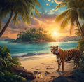 Tiger Island | Premium Digital Art - Blue Collection - The Cozy Corner