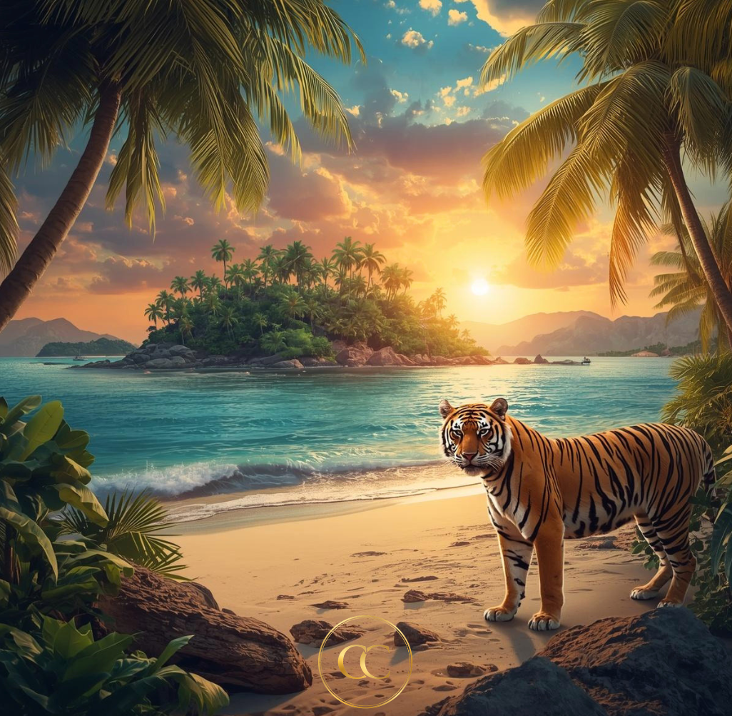 Tiger Island | Premium Digital Art - Blue Collection - The Cozy Corner