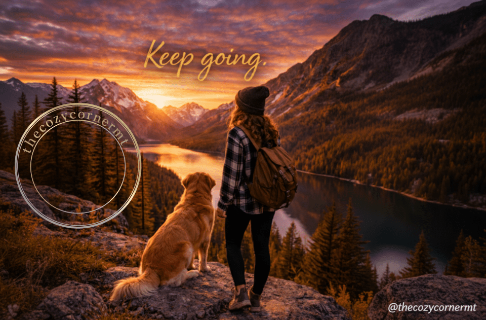 Keep Going - Mountain Lake Sunrise E - Card - The Cozy Corner