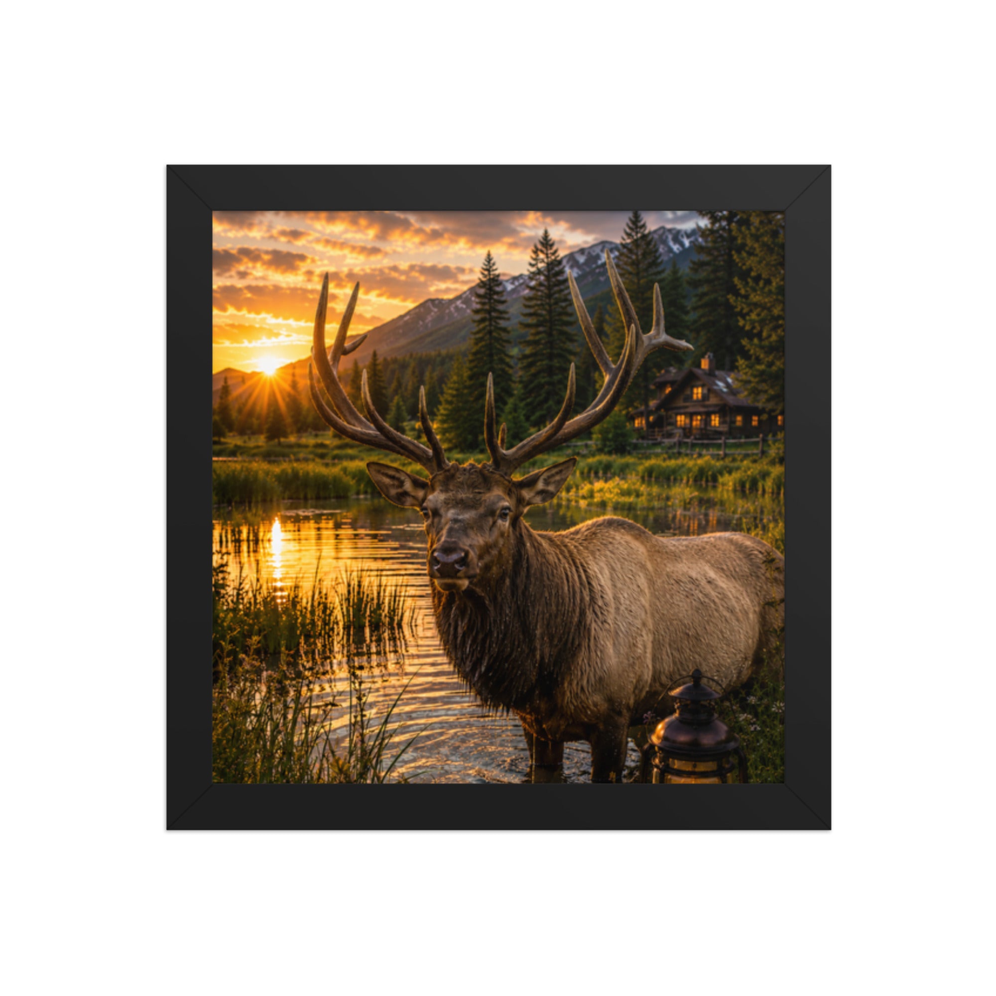 Elk Wise Cabin Framed Poster - The Cozy Corner