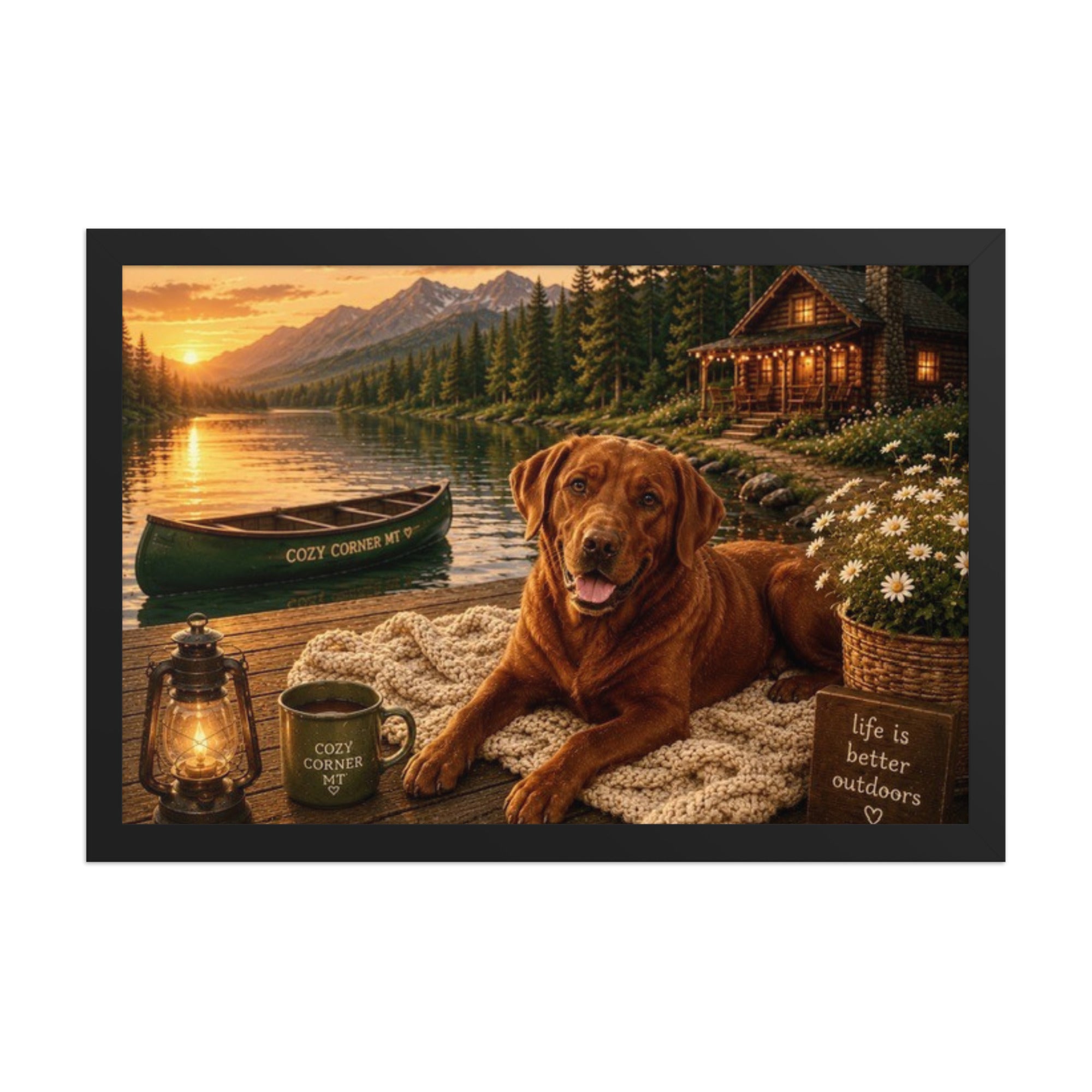 Lake Front Labrador Framed Poster - The Cozy Corner