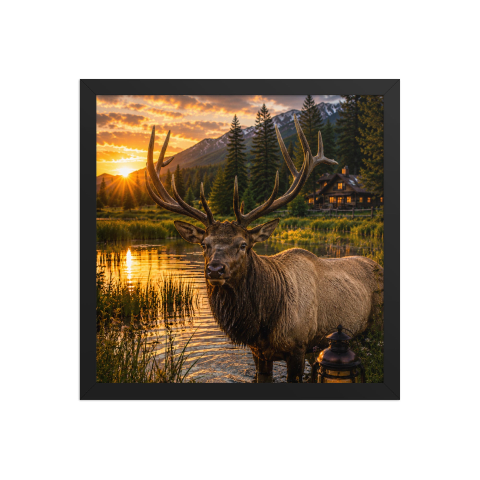 Elk Wise Cabin Framed Poster - The Cozy Corner