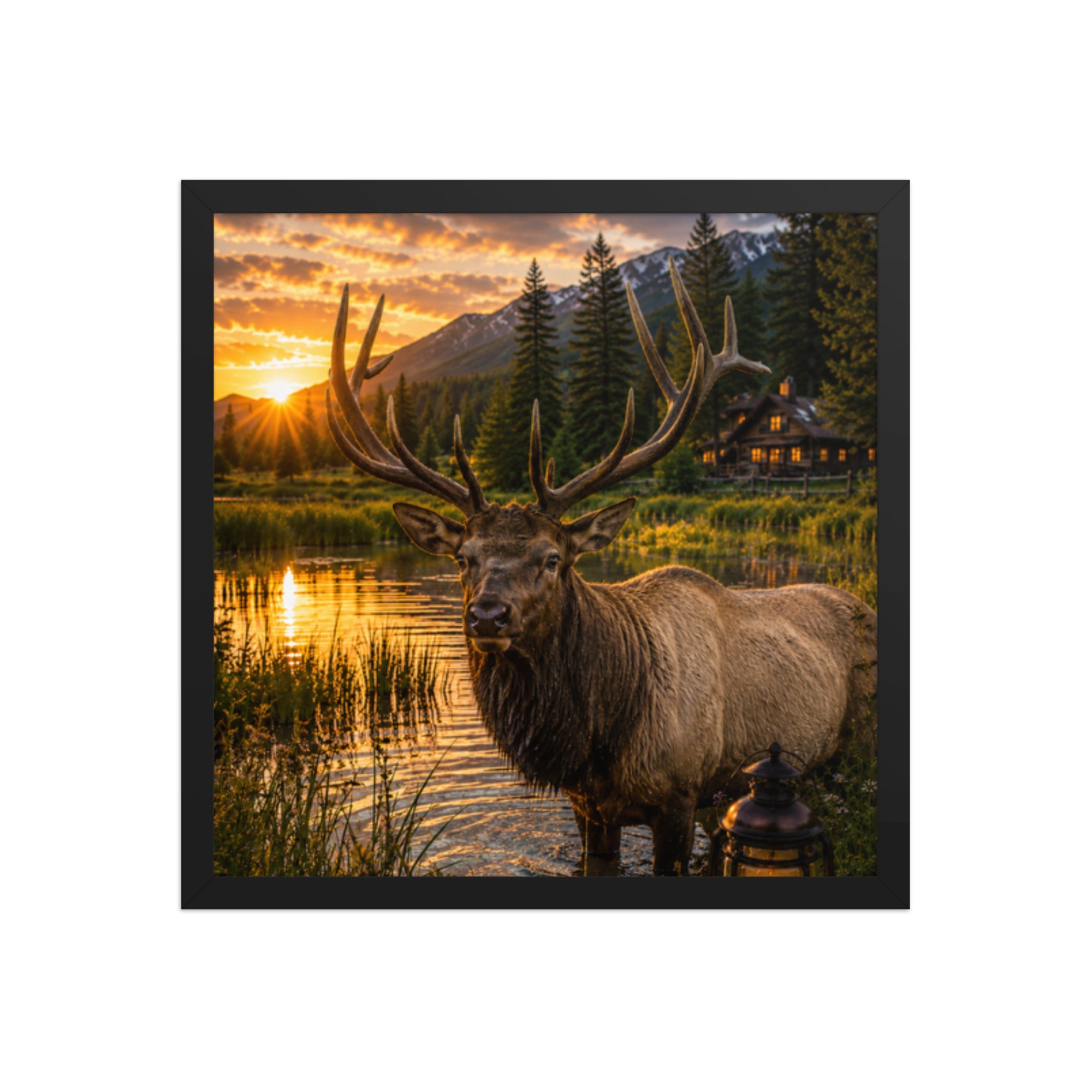 Elk Wise Cabin Framed Poster - The Cozy Corner