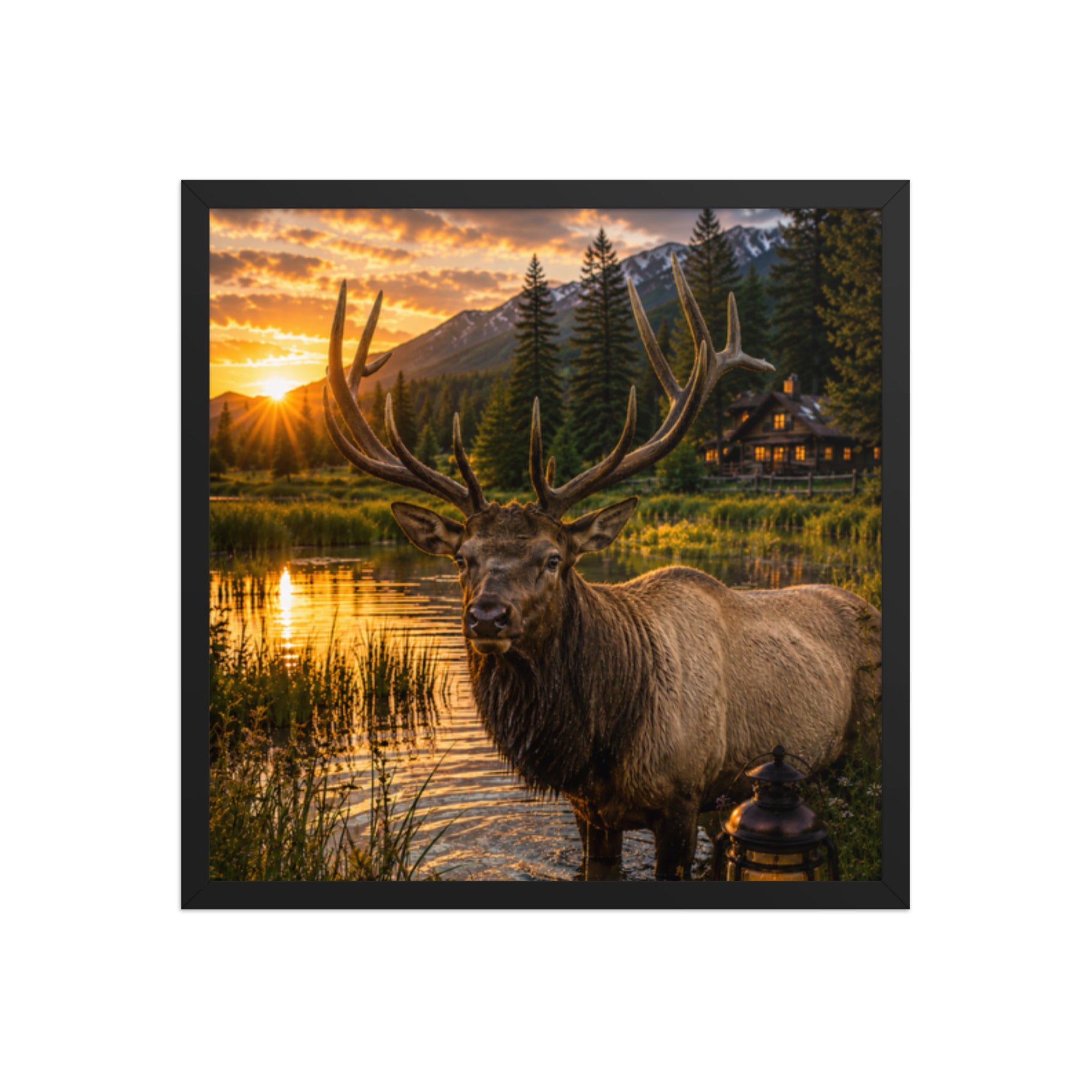 Elk Wise Cabin Framed Poster - The Cozy Corner
