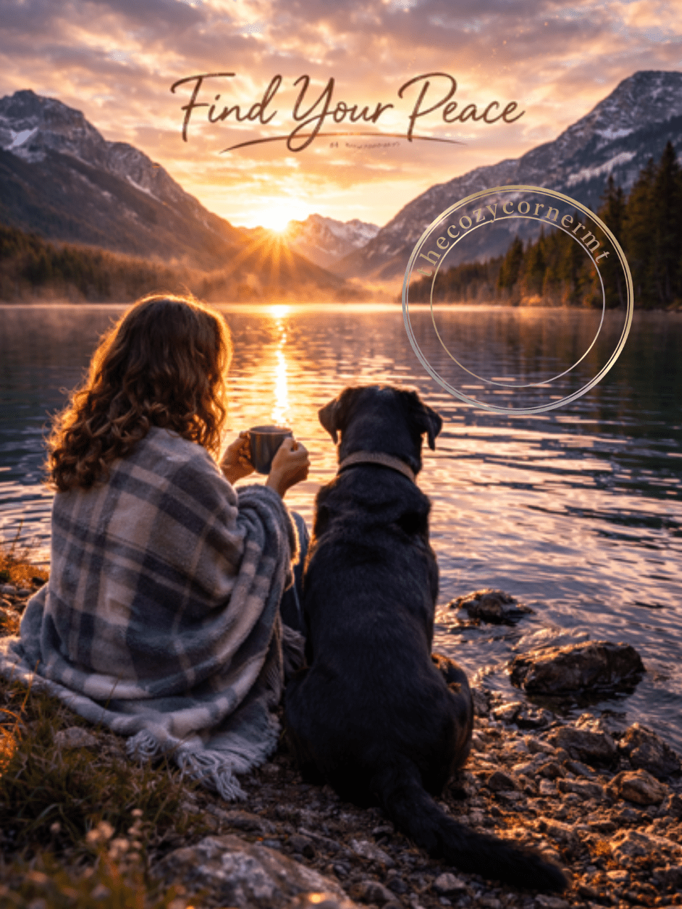 Find Your Peace - Mountain Lake Sunrise E - Card - The Cozy Corner