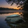 Silver Ghost Jerkbait on lake background