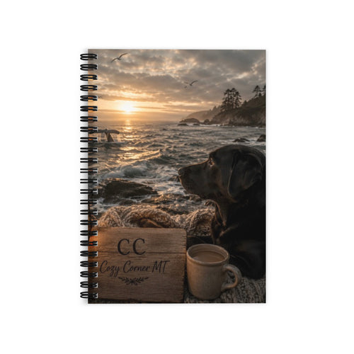 Black Lab Coastal Sunset — Spiral Notebook - The Cozy Corner