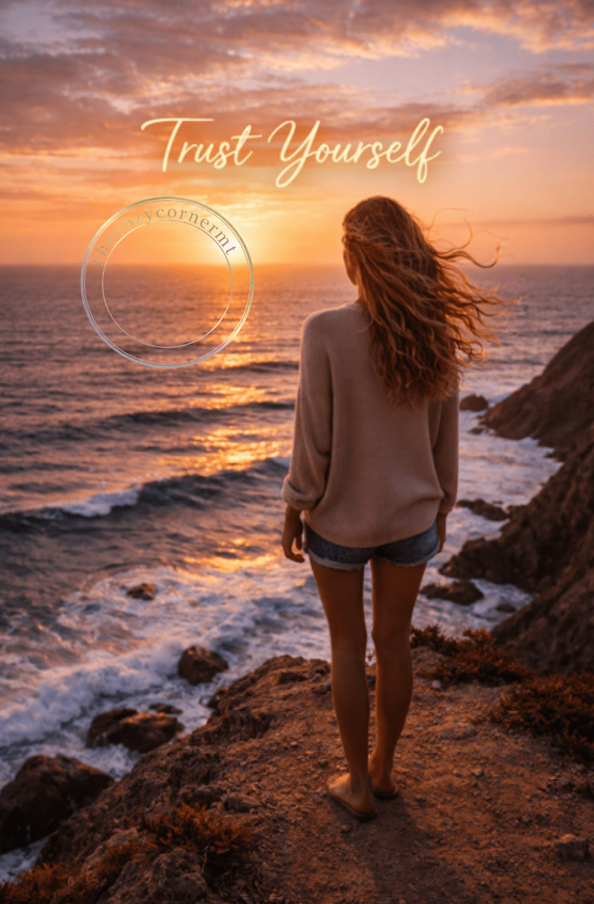Trust Yourself - Coastal Sunset Reflection E - Card - The Cozy Corner